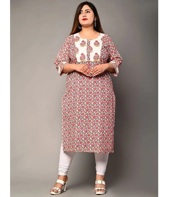 Swasti - Pink Cotton Womens Straight Kurti ( Pack of 1 ) - None