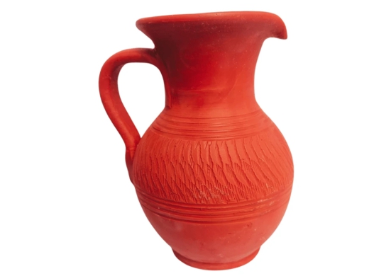 Handmade Red Clay Water Pitcher with Unique Design. (2 Litre Capacity)