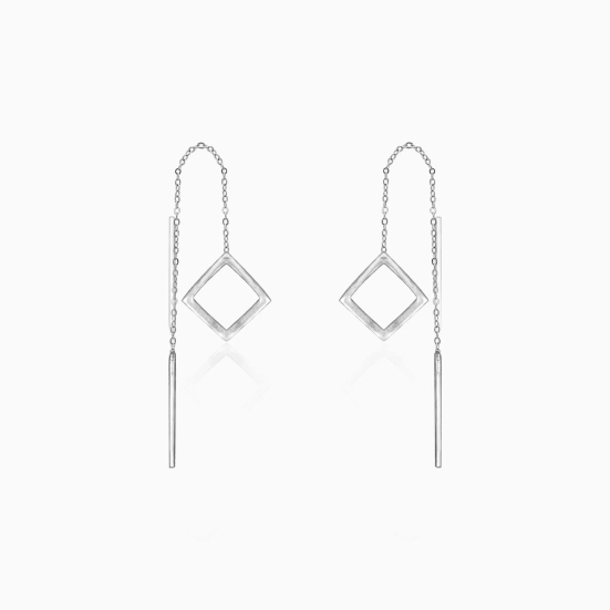 Oxidised Silver Square Danglers