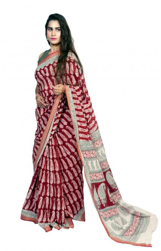 Tribes India Cotton Border Saree 1TTXSARMP17163-11