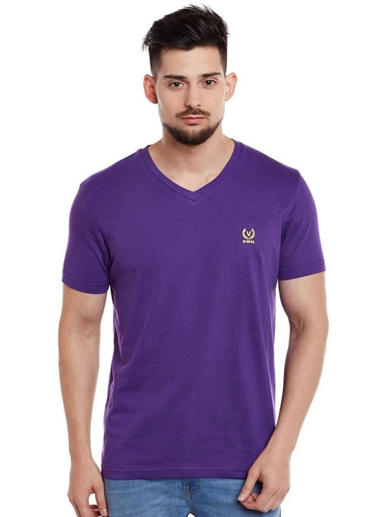 Vimal Jonney Purple V-Neck T-Shirt - None