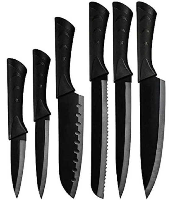 GKBOSS - Black Stainless Steel Chef Knife ( Pack of 6 ) - Black