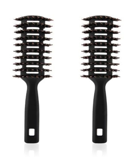 Urbane Home Hair Brush, Flexible Bristles, Paddle, Quick Drying, All Hair Types, Round Vented, 2 Piece, Black, C13-X-BLK-Urbane Home Hair Brush | Flexible Bristles | Paddle | Quick Drying | All H