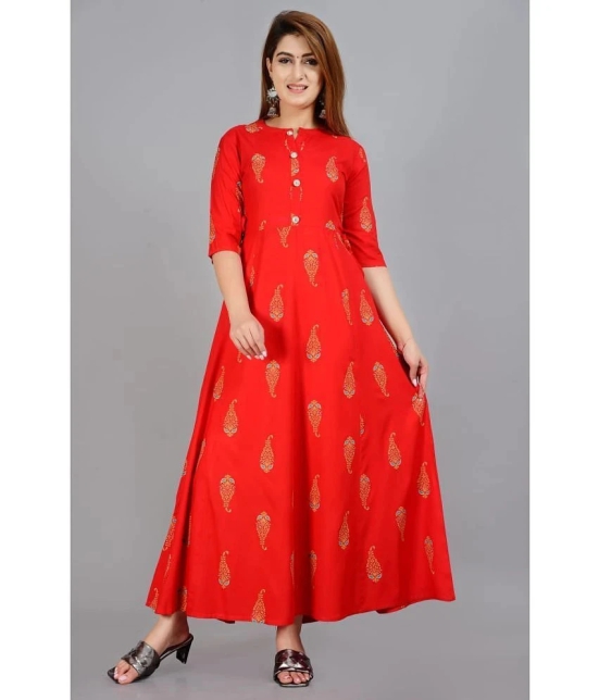 Smien - Red Rayon Womens Flared Kurti ( Pack of 1 ) - None