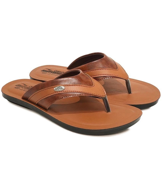 ASIAN Tan Mens Leather Slipper - None