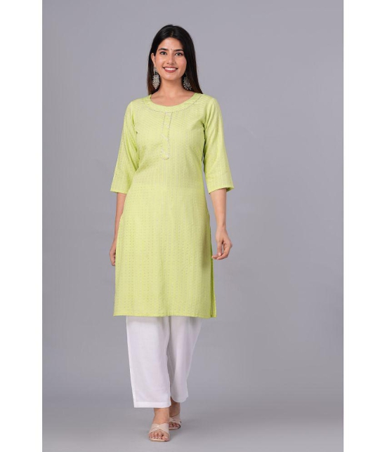 Doriya Cotton Blend Embroidered Kurti With Palazzo Women's Stitched Salwar Suit - Green ( Pack of 1 ) - None