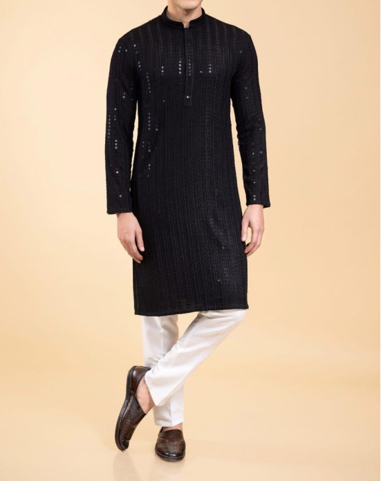 Black Sequin Embroidery Chikankari Kurta