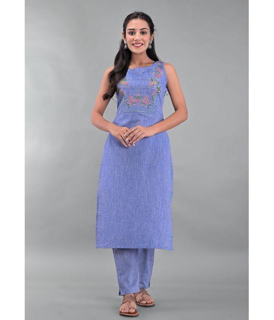 Maquien - Blue Straight Rayon Women's Stitched Salwar Suit ( Pack of 1 ) - None