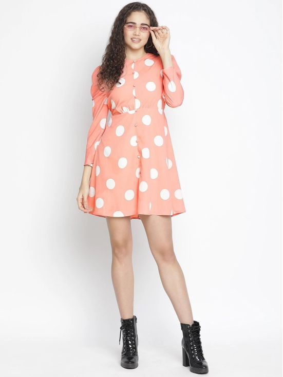 Oxolloxo Peach-Coloured Crepe A-Line Dress