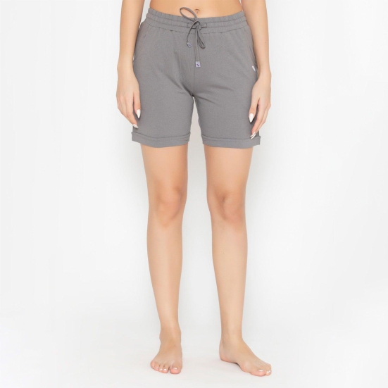 Plain Knitted Shorts For Women - Charcoal Grey Charcoal Grey XL