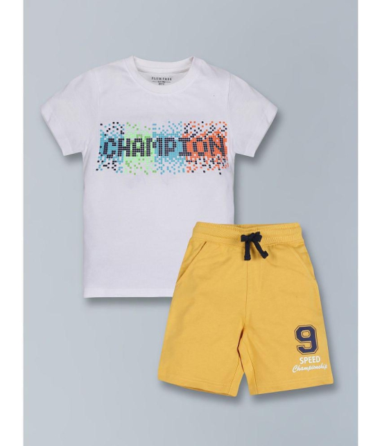 PLUM TREE - White Cotton Boys T-Shirt & Shorts ( Pack of 1 ) - None