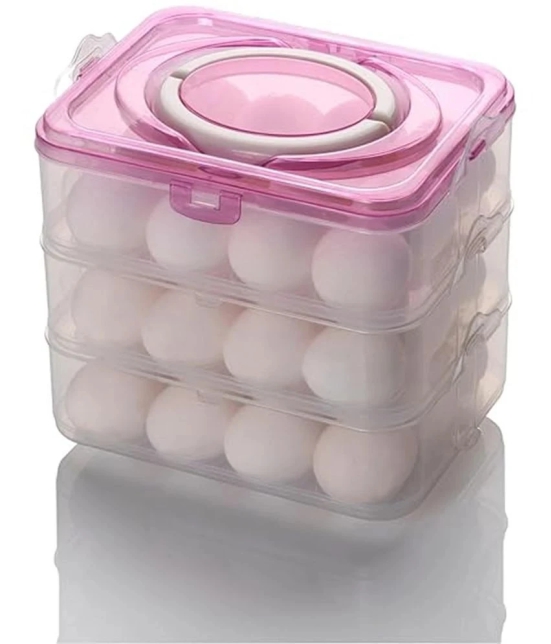 HOMETALES 36 Separator Refrigerator Egg Storage Container/Egg Box/ Egg storage basket with Carry Holder - Pink