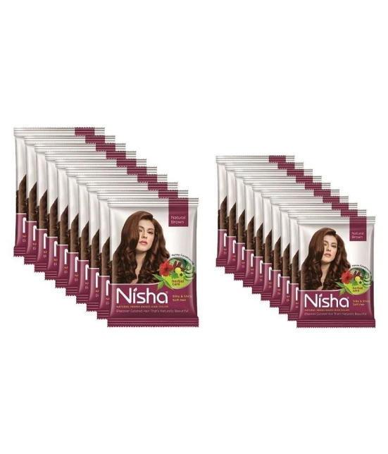 Nisha Natural Henna Based Hair Color Powder Permanent Hair Color Brown 15gm And 30gm Each Sachet 450 g Pack of 10