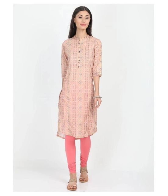 Alena - Orange Cotton Womens Straight Kurti - L