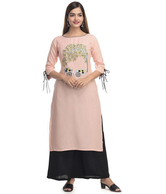 Maquien - Pink Rayon Women's Straight Kurti - L