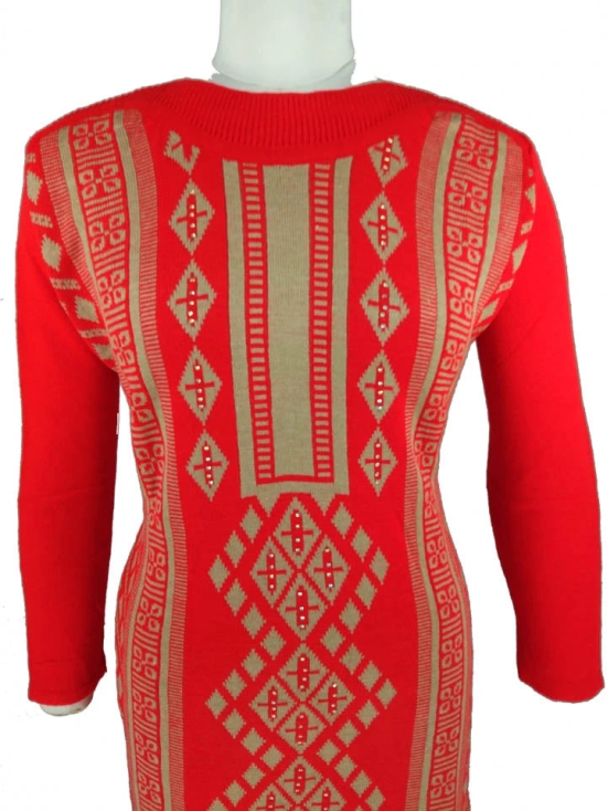 Woollen Stylish Boat Nech Design-Red / S-XL