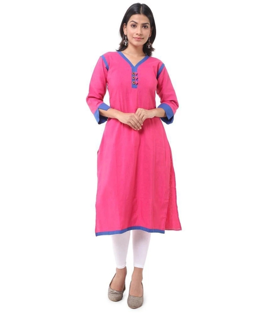 DESHBANDHU DBK - Pink Cotton Womens Straight Kurti - None