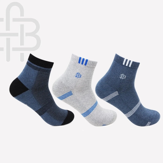 Men Cushioned Cotton Ankle Sports Socks - Pack of 3