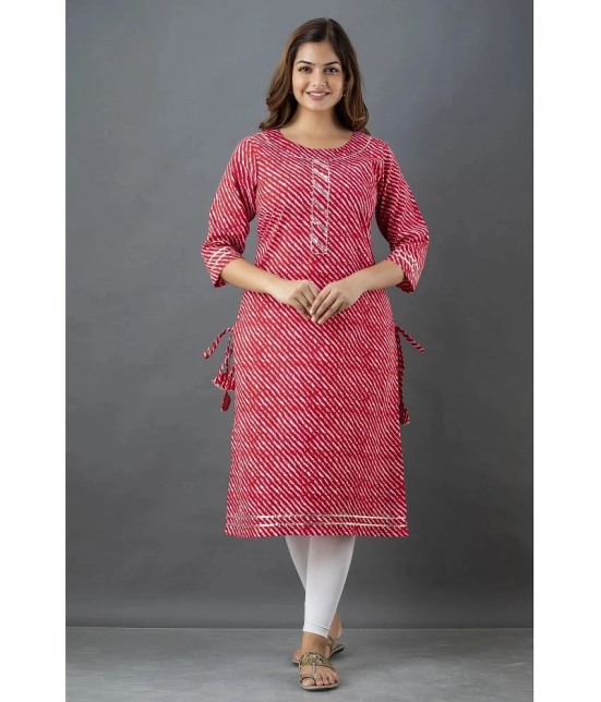 Lee Moda - Red Cotton Womens Straight Kurti ( Pack of 1 ) - None