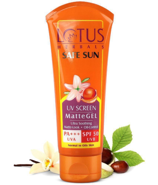 Lotus Herbals Safe Sun Uv Screen Matte Gel Spf 50, Matte gel, no white cast, PA+++, 30 g