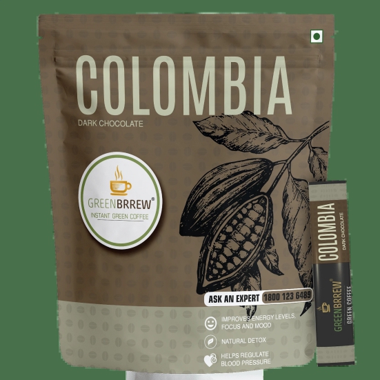 Greenbrrew Colombia Green Coffee Instant Beverage Premix For Weight Management - 30G Dark Chocolate 20 Sachets-Greenbrrew Colombia Green Coffee Instant Beverage Premix For Weight Management - 30G