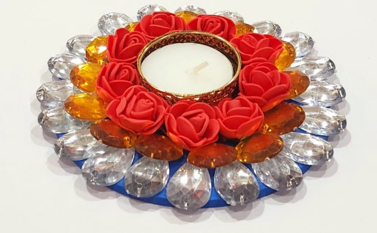 Red Flower Floating Diya  for Festive Decor