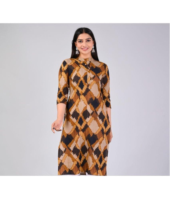 MAUKA Rayon Printed Straight Womens Kurti - Brown ( Pack of 1 ) - None