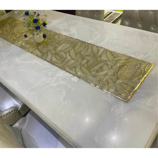 Leaf Cut Metallic Look Table Runner-Gold