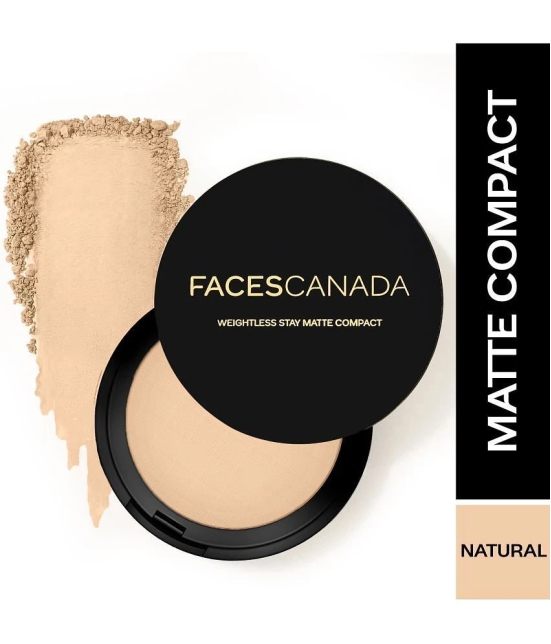 FACES CANADA Weightless Stay Matte Finish Compact Powder - Natural,9g | Pressed Powder