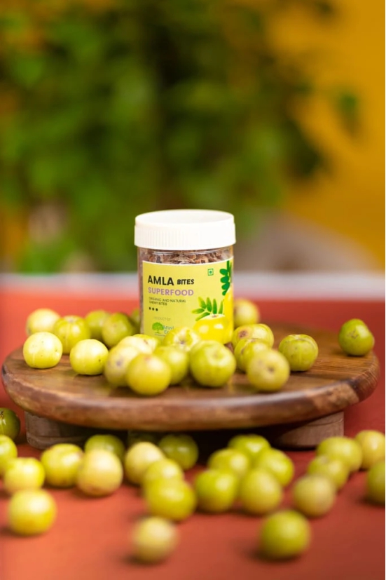 Organic Amla Salted Bites with Ginger and Lemon - Made with 100% Natural Dried Amla Grown in our Farm, No Artificial Flavors or Colors, No Preservatives 175g