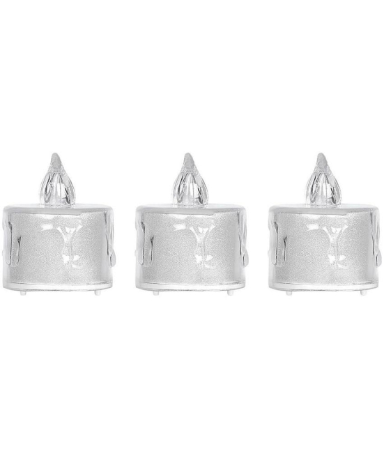 TINUMS - Off White LED Tea Light Candle 5 cm ( Pack of 3 )