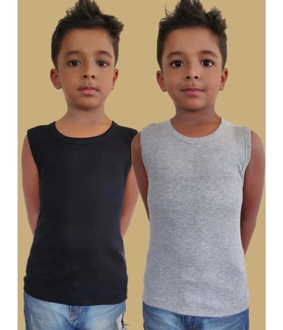 Hap Kings - Multicolor Cotton Solid Boys Vest ( Pack of 2 ) - None