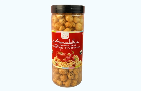 Amakha Roasted Flavoured Makhana, Tangy Tomato Chilli, 140gm