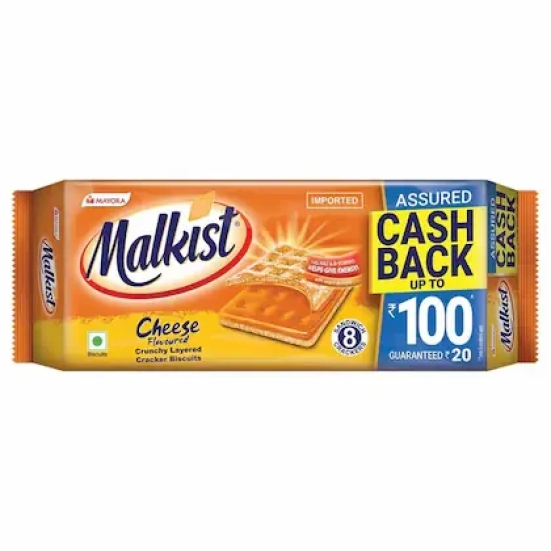 Malkist Cheese Flavoured Cracker Biscuits (family pack) - 144g (Pack of 4 ) with cashback offer