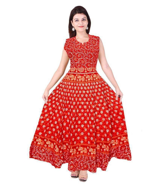 Rangun Cotton Red Regular Dress - S-XL