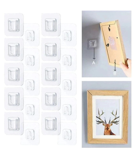 Mr Bhoot Double Side Wall Hooks for Photo Frames (pack of 10),Waterproof Heavy Duty 3Kg Load Double Sided Adhesive Wall Hooks, Photo Frame Hanging Hooks, Adhesive Hooks for Wall Sticker Hook