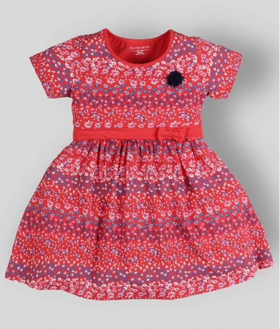 PLUM TREE - Red 100% Cotton Girls A-line Dress ( Pack of 1 ) - None