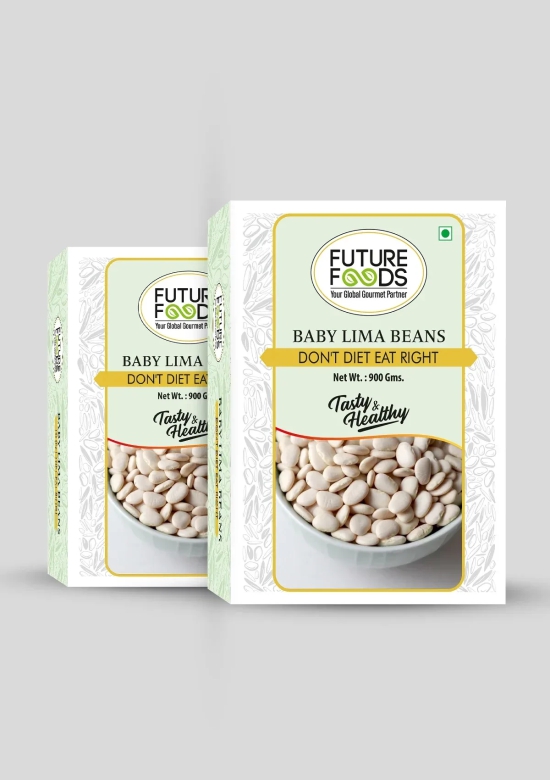 Future Foods Baby Lima Beans | Butter Beans | Good Source of Dietary Fiber & Iron | Fat-Free Source of High-Quality Protein | Mild Flavour & Creamy Texture | 900g (Pack of 2)