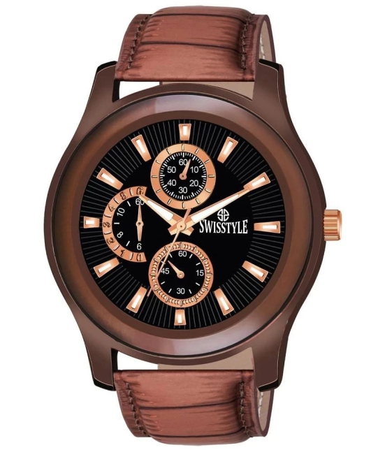 Swisstyle Brown Leather Analog Mens Watch