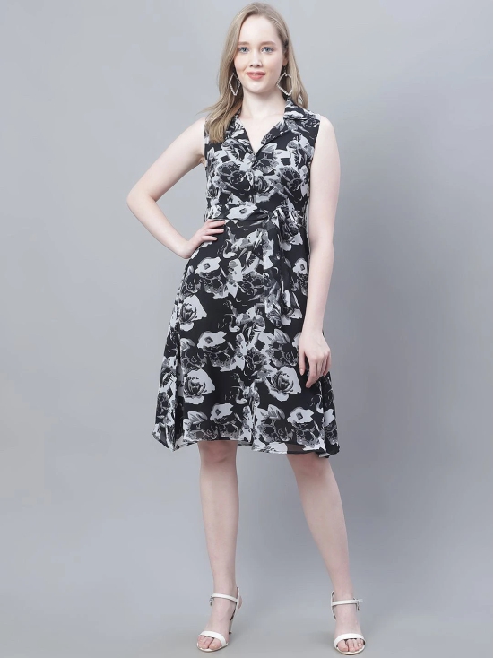 MINI & MING Floral Print Georgette Fit & Flare Dress