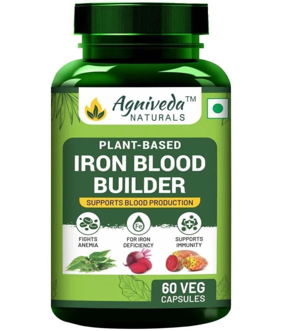 Agniveda Naturals Plant Based Iron Blood Builder, Supports Iron Deficiency For Men & Women - 60 Caps