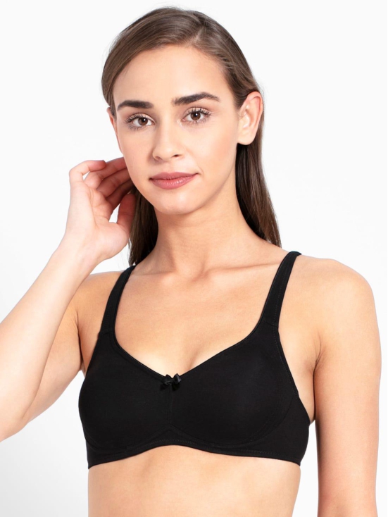 Jockey Women's Wirefree Non Padded Super Combed Cotton Elastane Stretch Full Coverage Everyday Shaper Bra with Contoured Shaper Panel and Adjustable Straps 1250-32B / Black