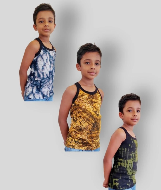 HAP - 100% Cotton Printed Multi Color Boys Vest ( Pack of 3 ) - None