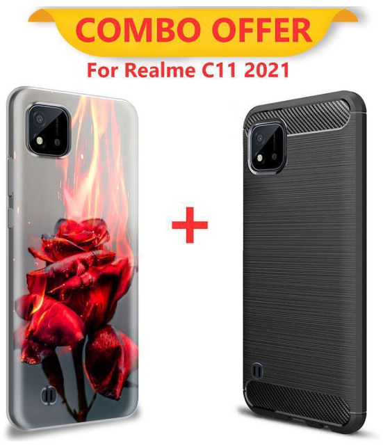 NBOX Printed Cover For Realme C11 2021 Premium look case Pack of 2