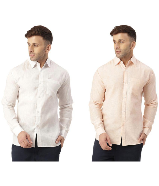 KLOSET By RIAG 100% Cotton Regular Fit Solids Full Sleeves Men's Casual Shirt - Peach ( Pack of 2 ) - None