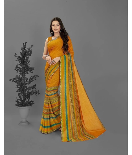 ANAND SAREES - Yellow Georgette Saree With Blouse Piece ( Pack of 1 ) - Yellow