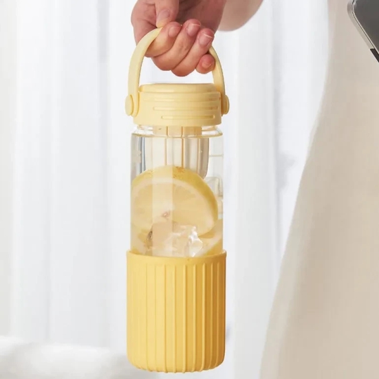 Personalized Infuser Glass Bottle With Sleeve - COD Not Applicable-Yellow