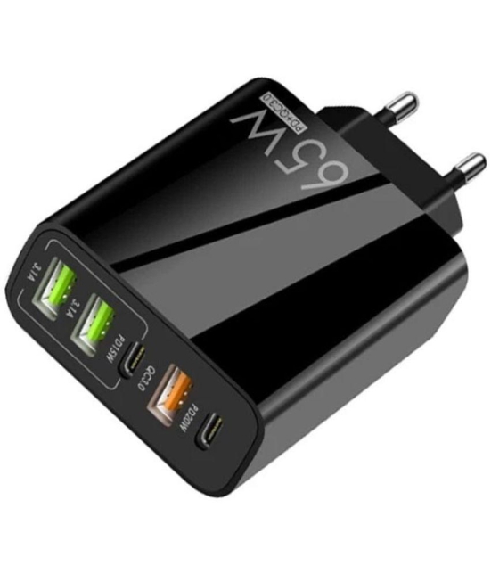 Life Like 65W Fast Charging With 3 Usb And 2 Type C Ports Charger - Black