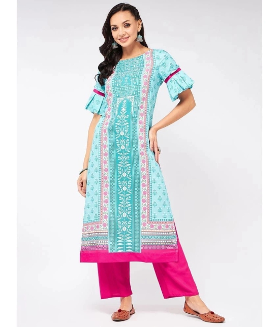 Pannkh - Blue Rayon Flex Womens Straight Kurti ( Pack of 1 ) - None