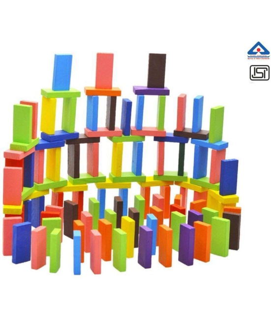 THRIFTKART-51PCS ,Colors Wooden Standard Competition Domino Children Early Educational Toys - Multi Colour